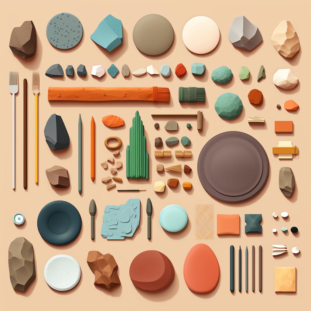 Materials needed for clay mobiles laid out on a table.