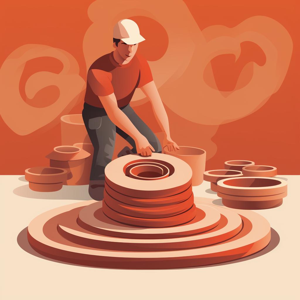 Clay being rolled into coils