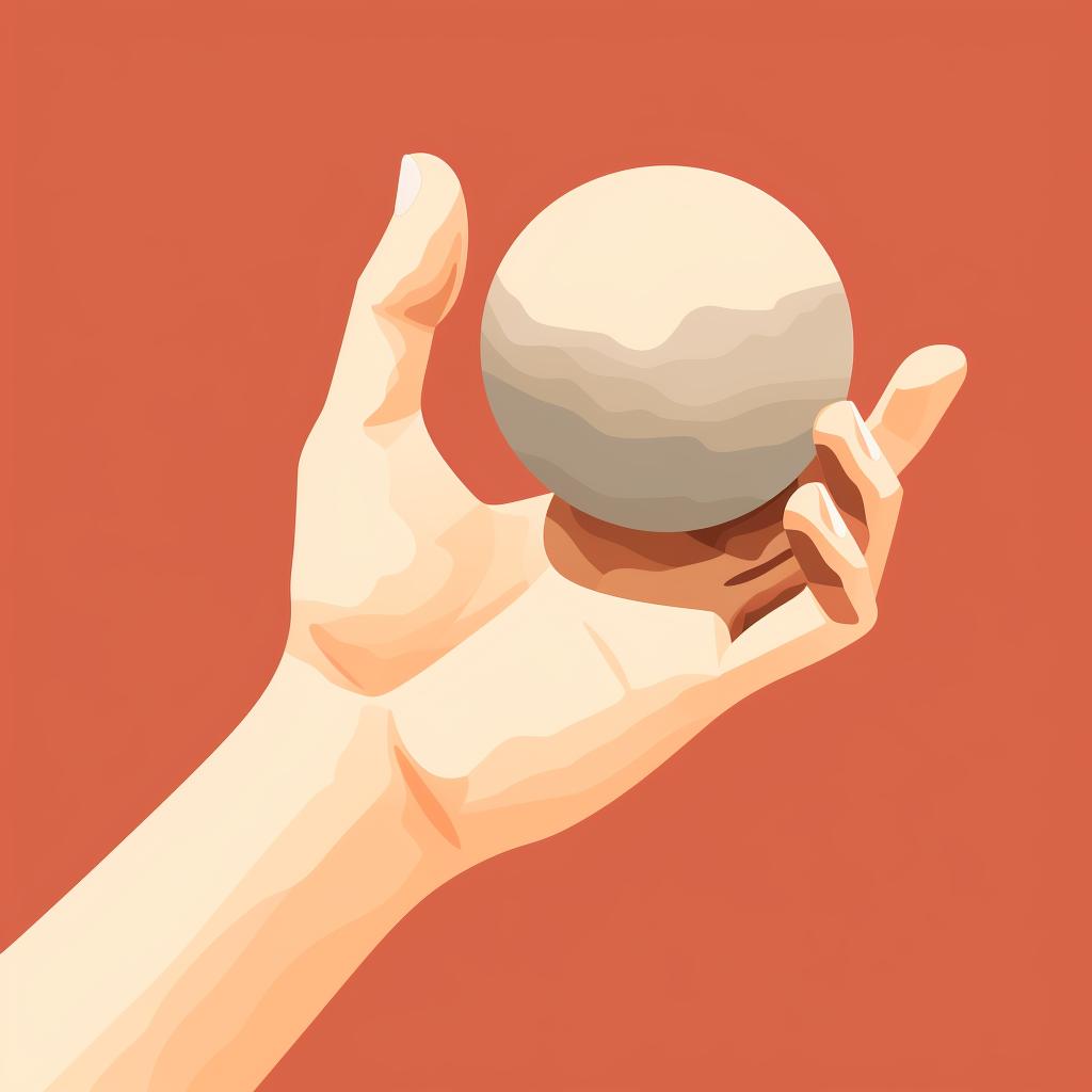 Hand pressing a thumb into a ball of clay