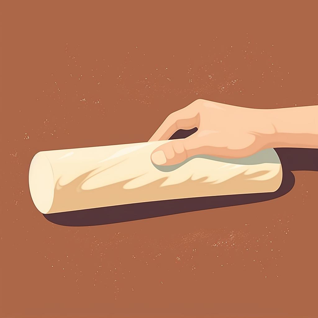 A hand rolling out a piece of clay with a rolling pin.