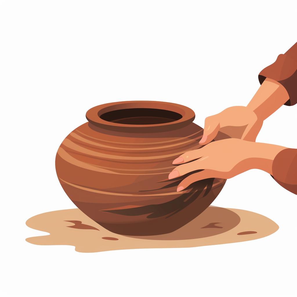 Pottery rib smoothing out a clay pot