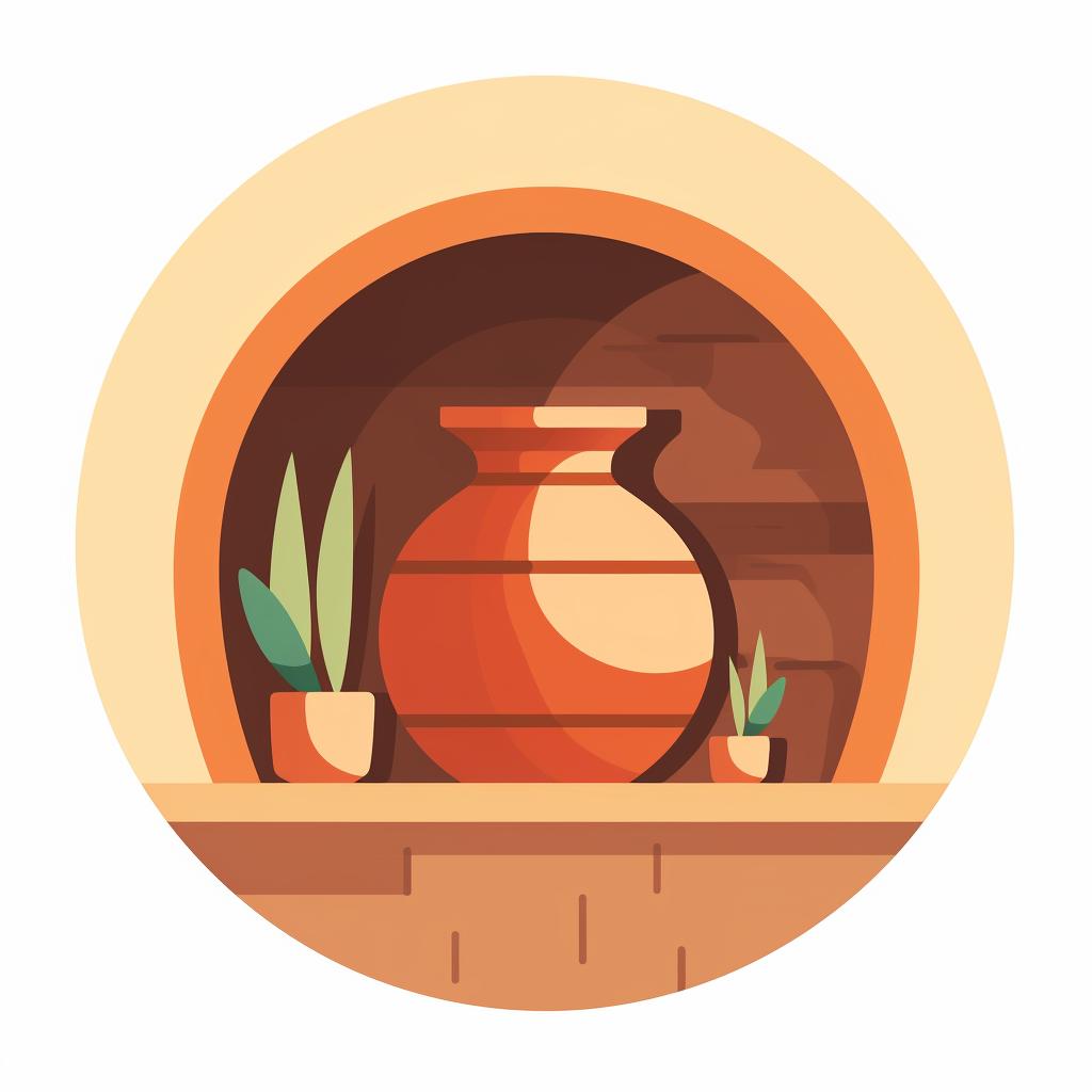 Clay pot in a kiln