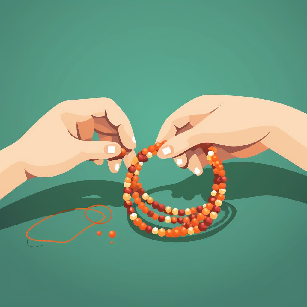 Stringing beads onto a cord